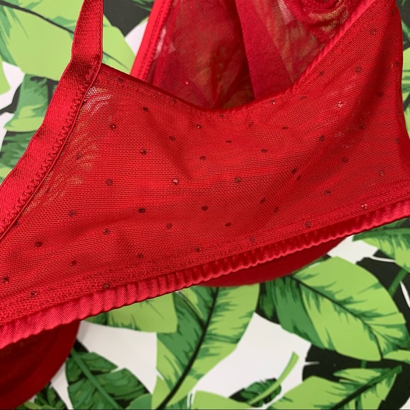 Y2K Victoria's Secret Bra Women's Size 38D Red Glitter Sexy Unlined 2000s - Picture 8 of 8